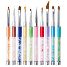 High Quality Nail Crystal Painted Art Brush Pen Colorful 10pcs Nail UV Gel Art Brush Pen